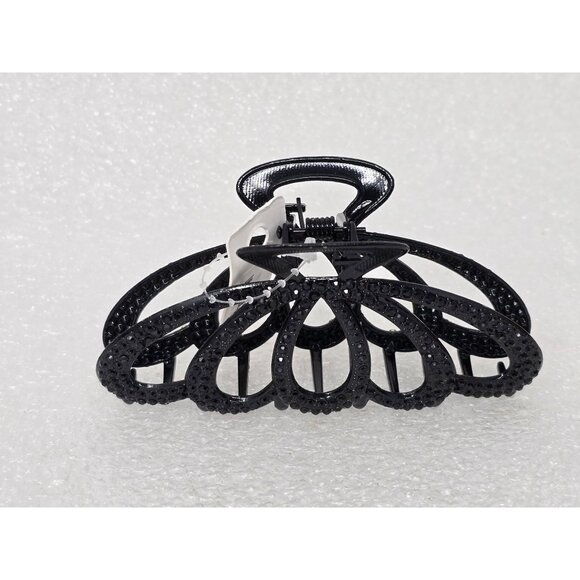 Black Decorative Hair Claw Clip With Rhinestone Detailing For Women Large Size - Picture 2 of 4